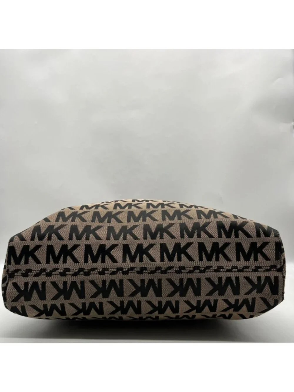 Michael Kors Khaki & Black Logo Print Canvas Jet Set Tote Bag - Picture 5 of 11